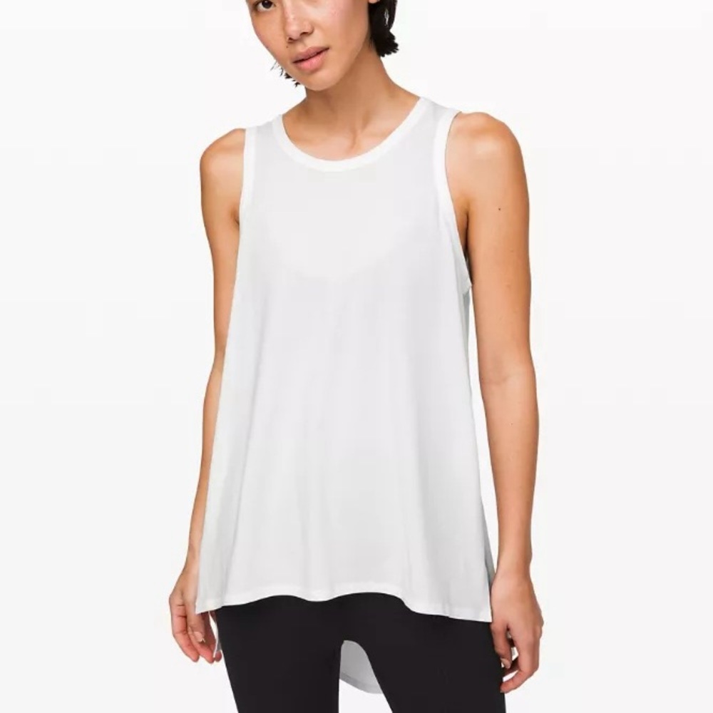 Lululemon white long for length semi sheer tank top size 4